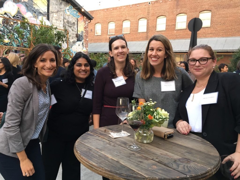 Women in Law Cocktail Party - Staff attorney Sherin Varghese with guests Alyssa Bell, Allyson Bennett, Tara Norris, and Alexis Casillas.