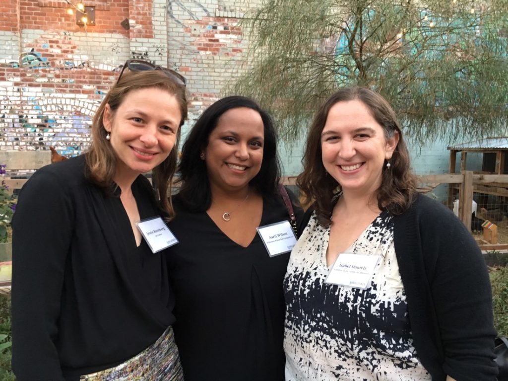 Senior associate Aarti Wilson with guests Jessie Kornberg and Isabel Daniels - Women in Law Cocktail Party